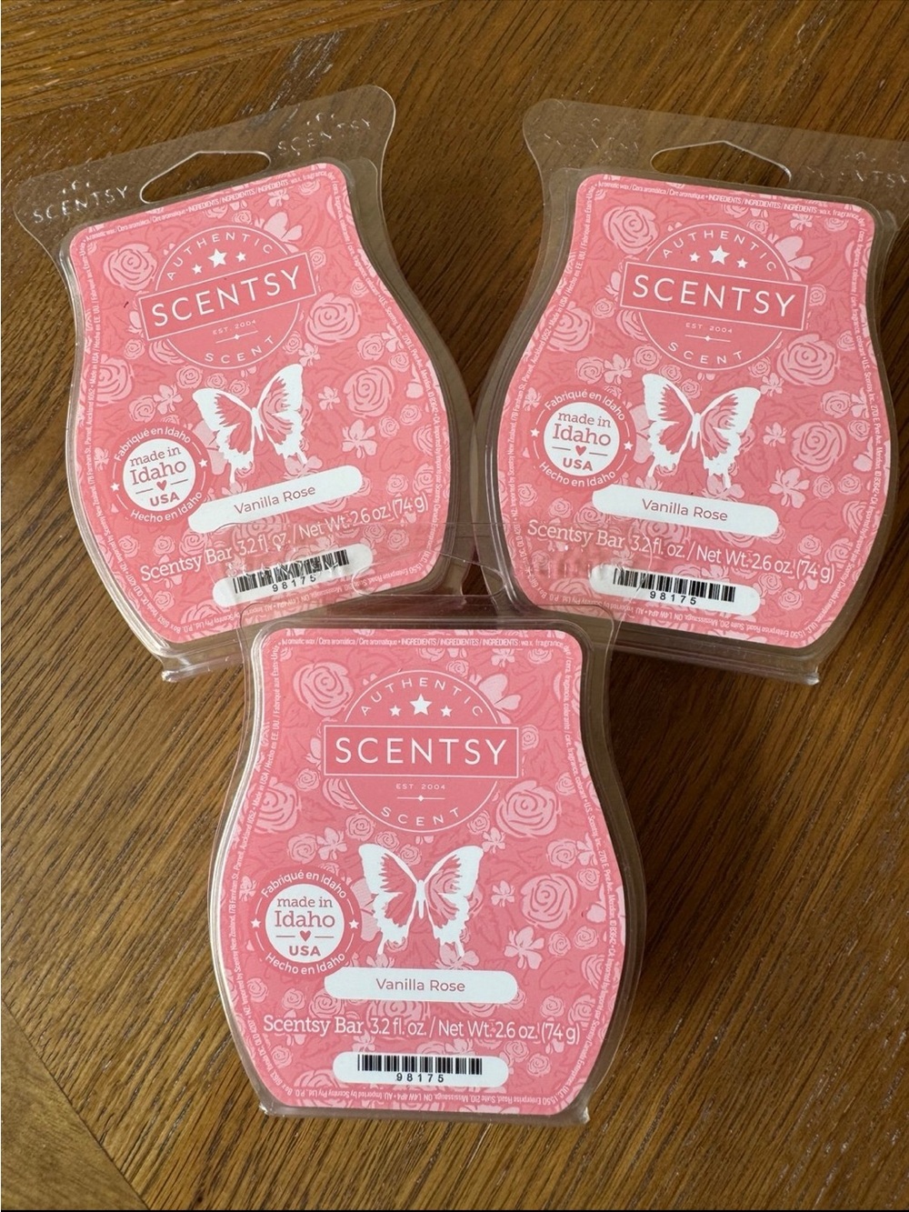Scentsy 3 VANILLA ROSE Wax Bar Scent: Clementine, Vanilla Bean, English Rose